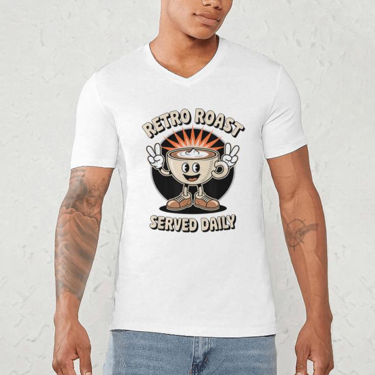 Retro Roast Coffee Retro Cartoon Vintage Nostalgia Fun Men's V-Neck T-Shirt