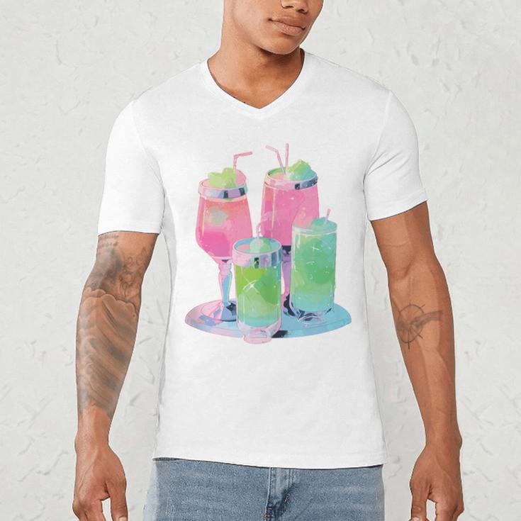 Retro Soft Drinks 80s 90s Nostalgia Cute Anime Aesthetic Tee Men's V-Neck T-Shirt