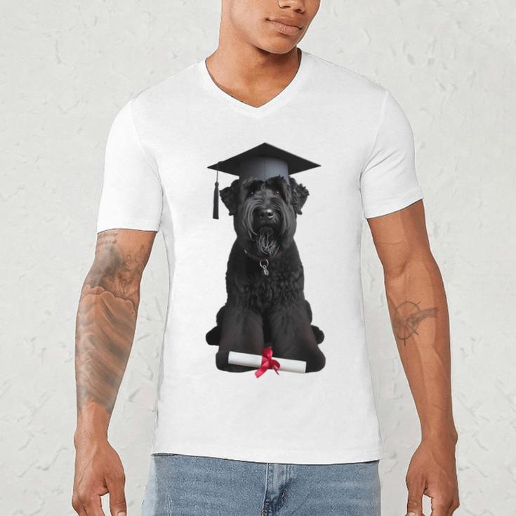 Russian Terrier Dog Graduation Cap Graduate Owner Grad Men's V-Neck T-Shirt