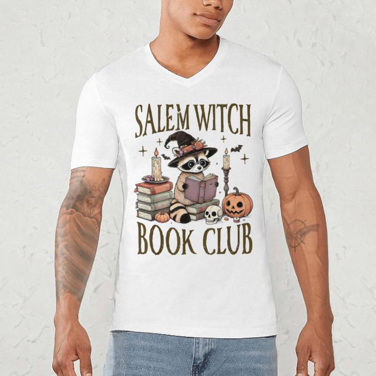 Salem Witch Book Club Raccoon Reading Men's V-Neck T-Shirt