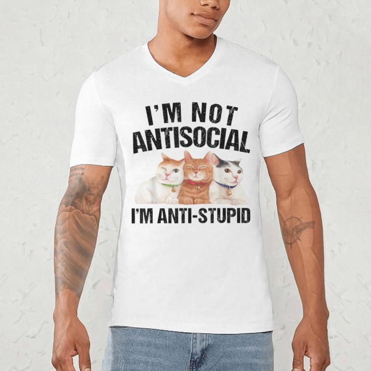 Sarcasm Cat Sarcastic Introvert Antisocial Cat Lover Men's V-Neck T-Shirt Sarcasm Cat Sarcastic Introvert Antisocial Cat Lover Men's V-Neck T-Shirt