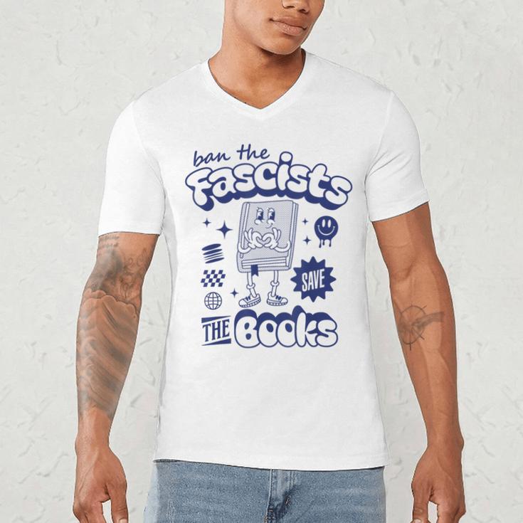 Save The Books Ban Fascists Stand For Book Readers Men's V-Neck T-Shirt