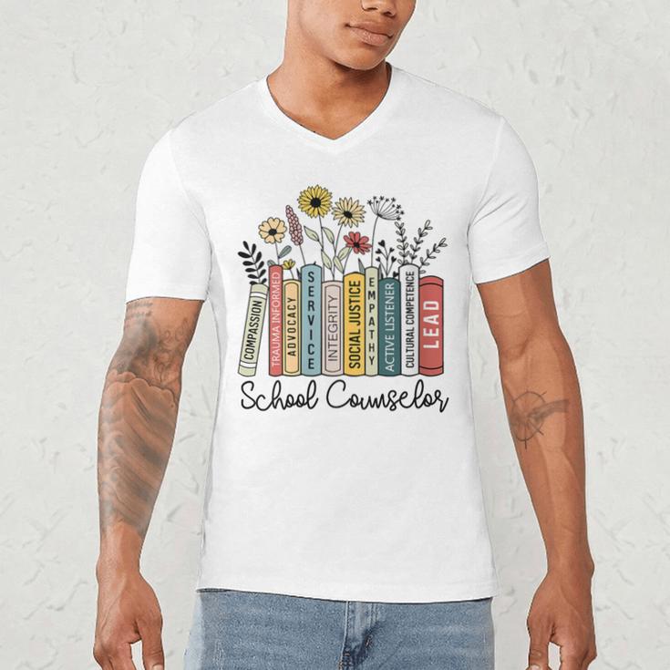 School Counselor Wildflower Book School Counseling Life Men's V-Neck T-Shirt