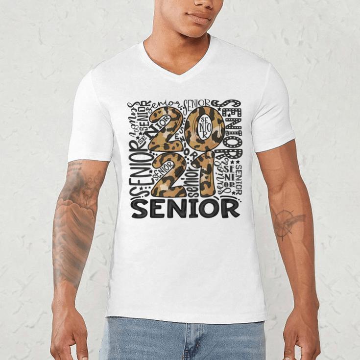 Senior 2021 Grad Class Of 2021 Graduation Leopard Cheetah Men's V-Neck T-Shirt