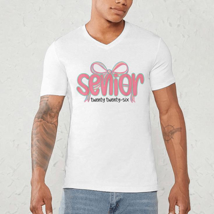 Senior 2026 Coquette Pink Bow Graduation 2026 Class Of 2026 Men's V-Neck T-Shirt