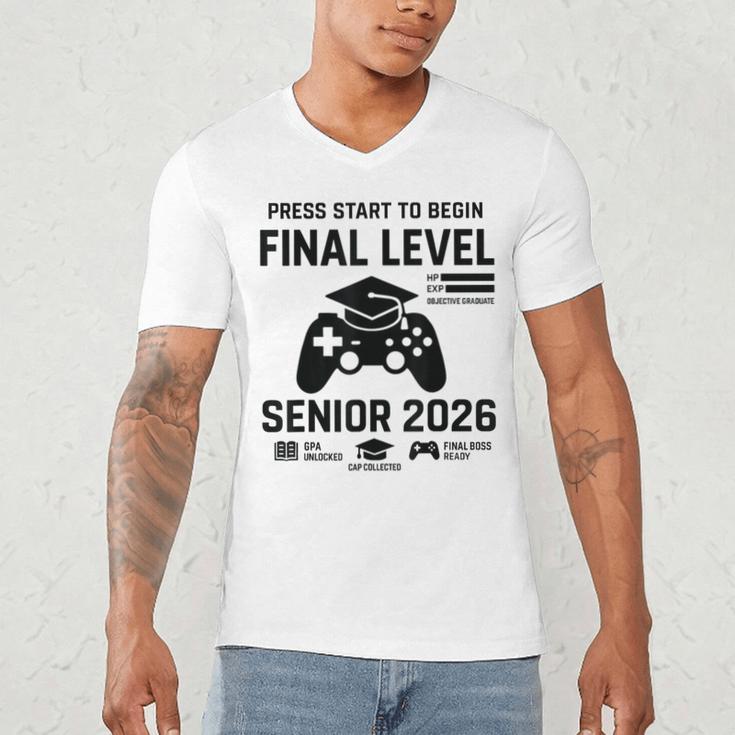 Senior 2026 Final Level Gamer Graduation 2026 Men's V-Neck T-Shirt