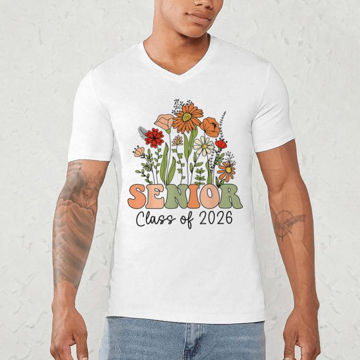 Senior 2026 Graduate Class Of 2026 Wildflowers Graduation Men's V-Neck T-Shirt