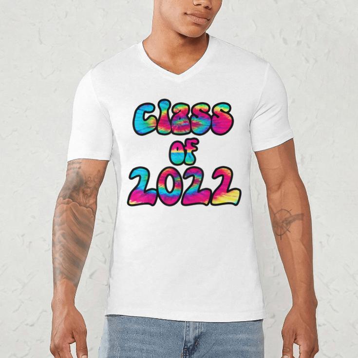 Senior Year 2022 Class Of 2022 Graduation Tie Dye Groovy Men's V-Neck T-Shirt