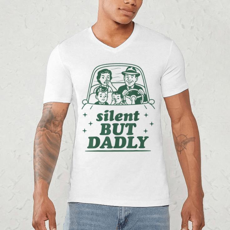 Silent But Dadly Father's Day Fart Dad Farting Vintage Men's V-Neck T-Shirt