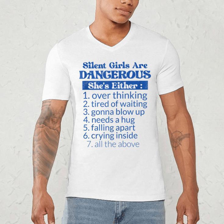 Silent Girls Are DangerousFor Quiet Introvert Girl Men's V-Neck T-Shirt Silent Girls Are DangerousFor Quiet Introvert Girl Men's V-Neck T-Shirt