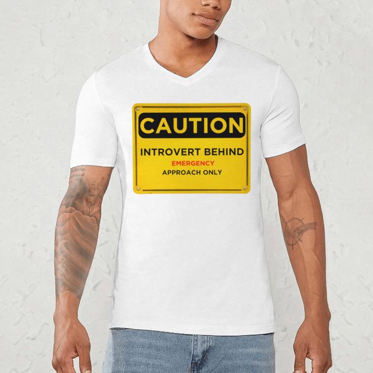 A Simple Yellow Warning Sign For Introvert Men's V-Neck T-Shirt A Simple Yellow Warning Sign For Introvert Men's V-Neck T-Shirt