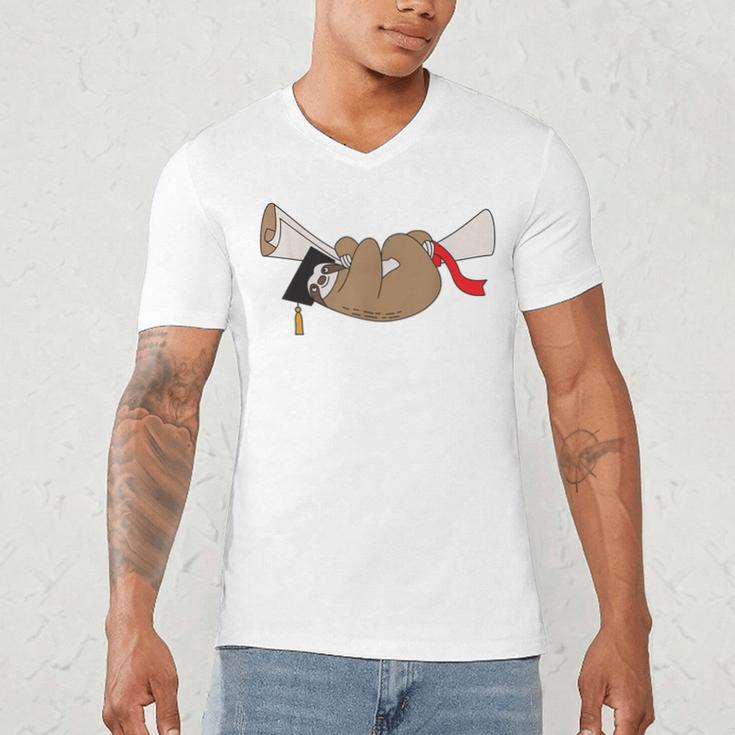 Sloth Graduation Shirt Cute Animal Diploma Grad Men's V-Neck T-Shirt