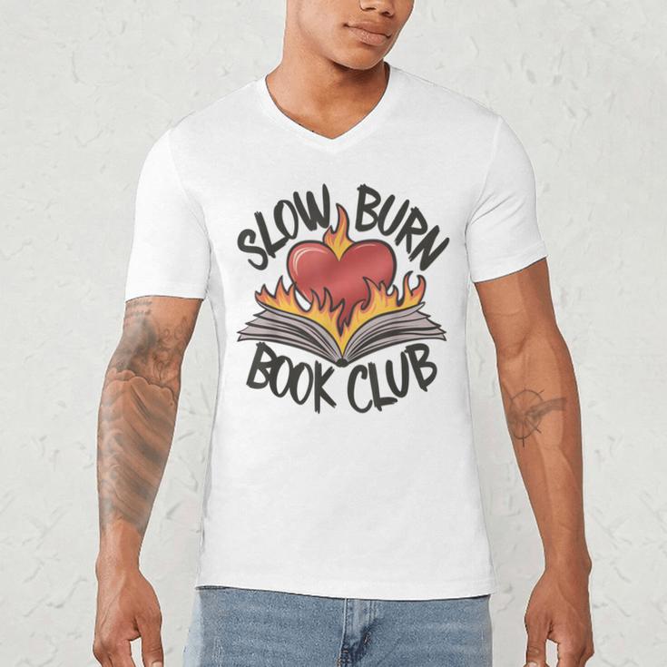 Slow Burn Book Club Romantasy Trope Smut Dark Romance Reader Men's V-Neck T-Shirt