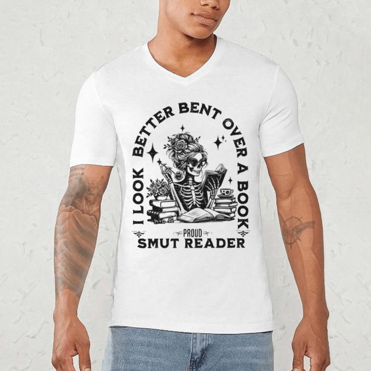 Smut Reader Skeleton Book Lover Dark Humor Art Premium Tri-Blend Men's V-Neck T-Shirt Smut Reader Skeleton Book Lover Dark Humor Art Premium Tri-Blend Men's V-Neck T-Shirt