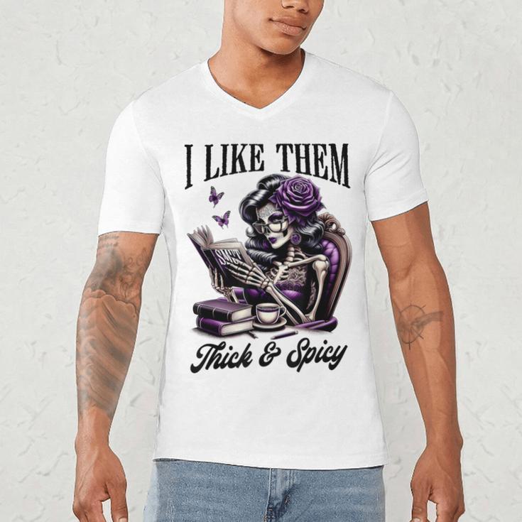 Smut Reader Spicy Book Romance I Like Them Thick & Spicy Men's V-Neck T-Shirt