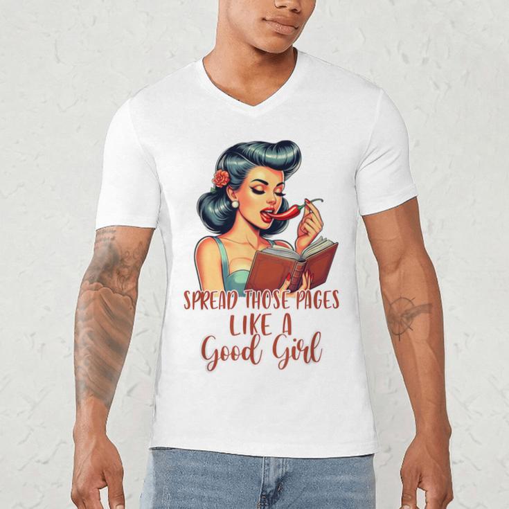 Smutty Spicy Book Reader Spread Those Pages Like A Good Girl Men's V-Neck T-Shirt