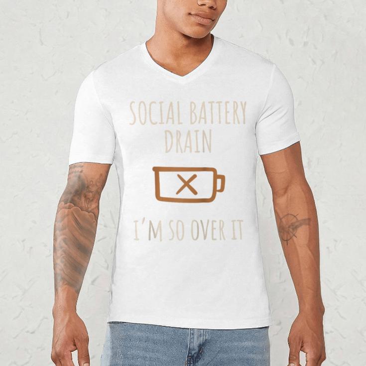Social Battery Drain I'm So Over It Introvert Homebody Line Raglan Baseball Tee Men's V-Neck T-Shirt
