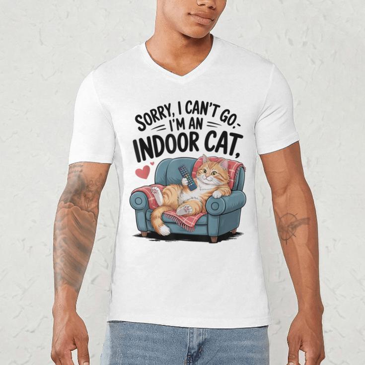 Sorry I Can’t Go I’m An Indoor Cat Couch Introvert Cat Men's V-Neck T-Shirt