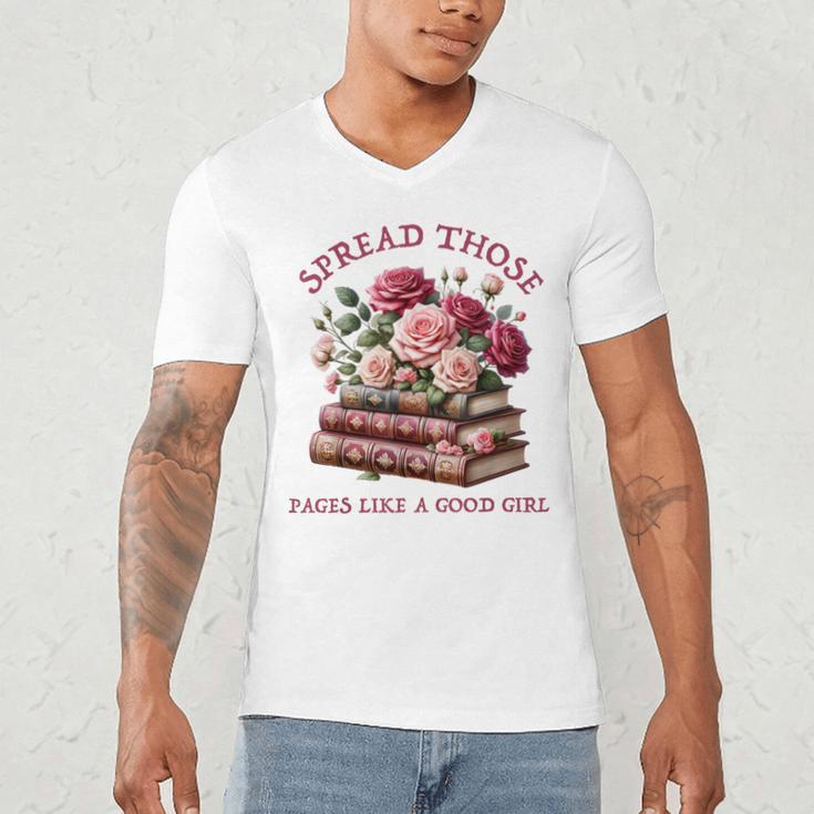 Spicy Books Spread Those Pages Like A Good Girl Dark Romance Men's V-Neck T-Shirt