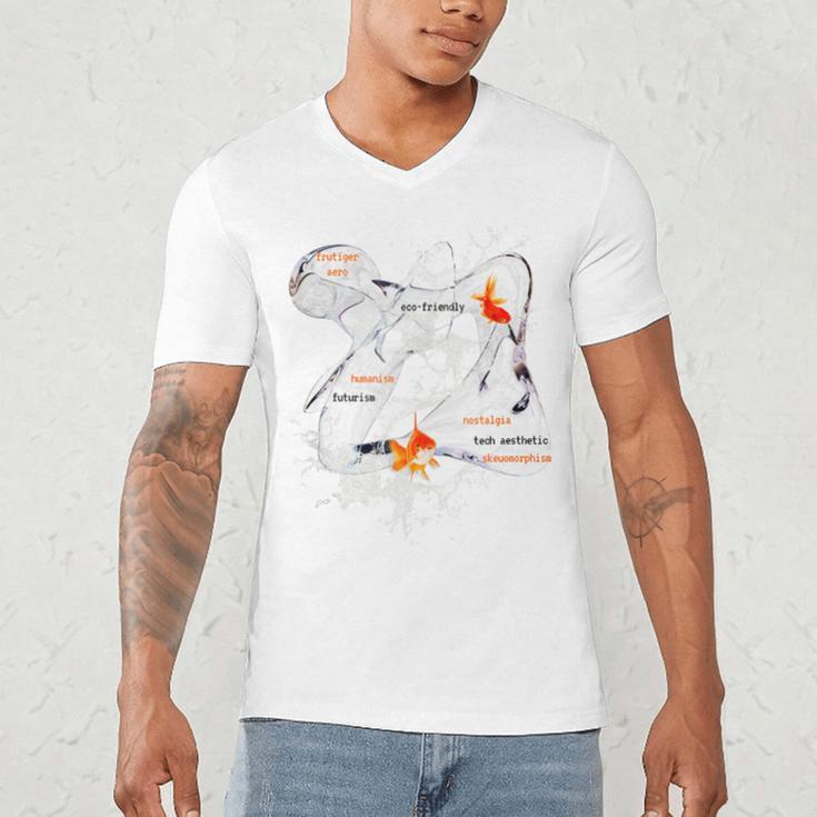 Splash Water Frutiger Aero Y2K Style Clownfish Men's V-Neck T-Shirt Splash Water Frutiger Aero Y2K Style Clownfish Men's V-Neck T-Shirt