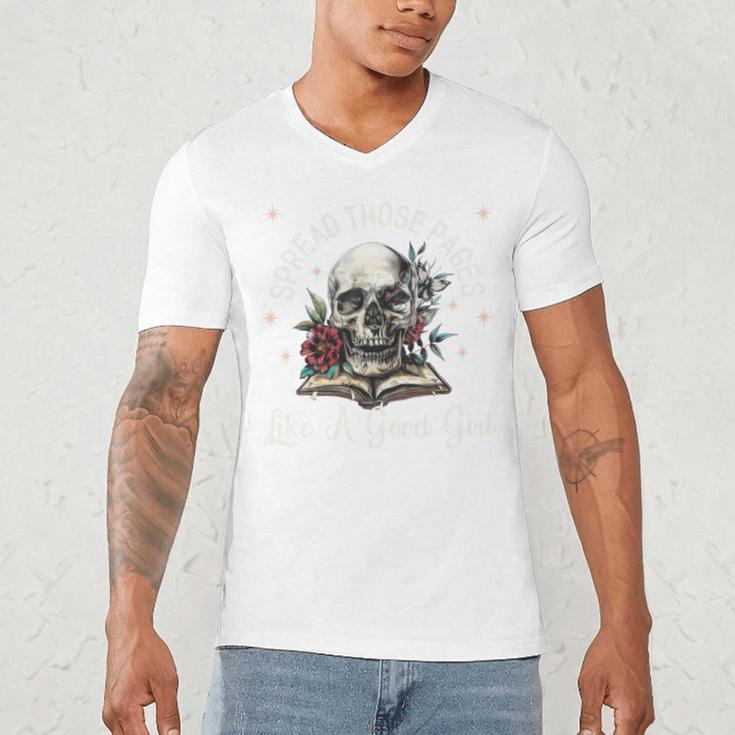 Spread Those Pages Like A Good Girl Dark Romance Smutt Books Men's V-Neck T-Shirt