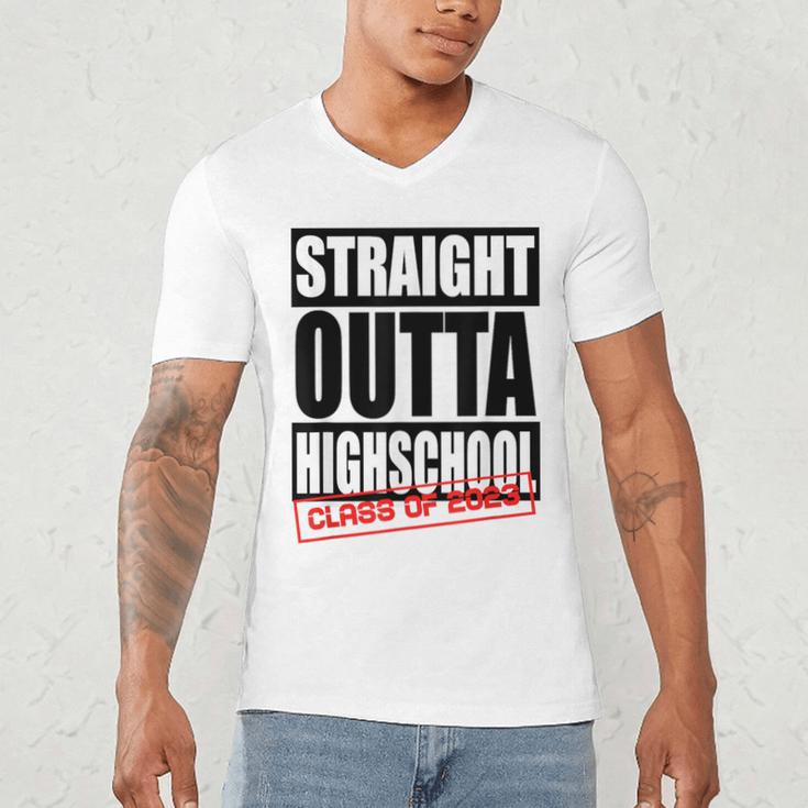 Straight Outta High School Class Of 2023 Graduation Men's V-Neck T-Shirt