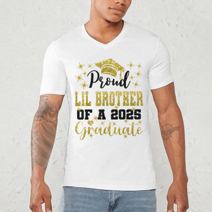 Super Proud Little Brother 2025 Graduate Graduation Family Men's V-Neck T-Shirt