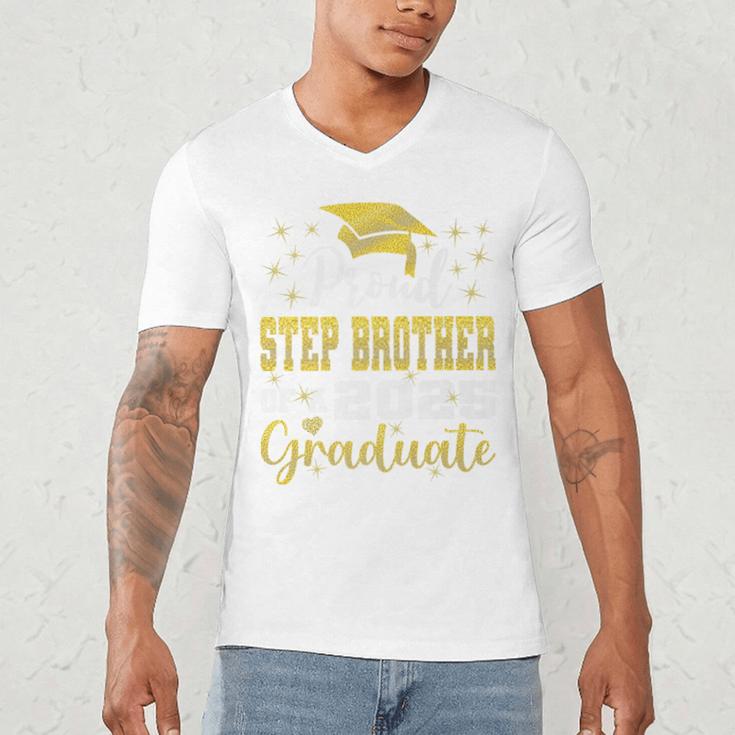 Super Proud Step Brother Of 2025 Graduate Graduation Family Premium Men's V-Neck T-Shirt
