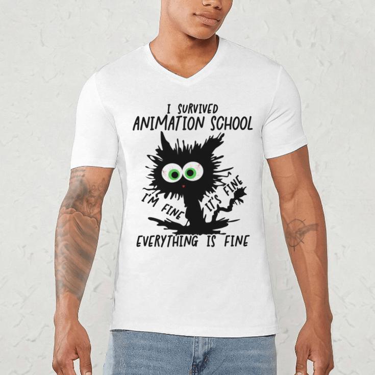 I Survived Animation School Graduation 2026 Men's V-Neck T-Shirt