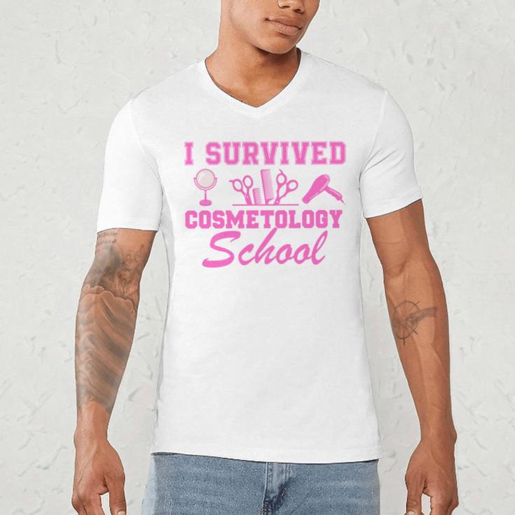 I Survived Cosmetology School Graduation Cosmetology Grad Men's V-Neck T-Shirt