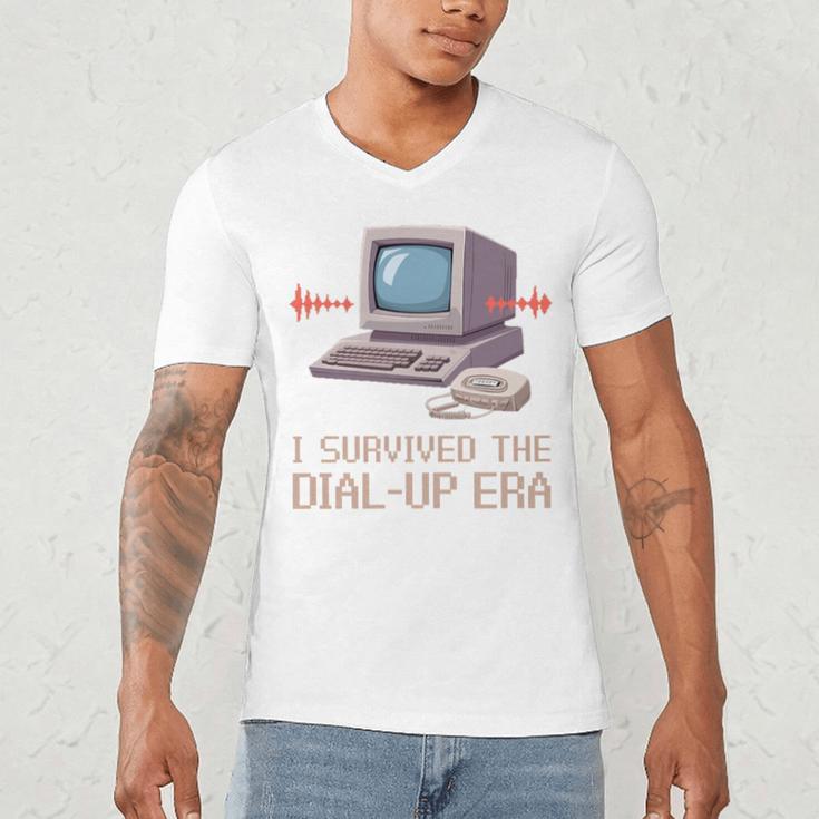 I Survived The Dial-Up Era Retro 90s Nostalgia Premium Tri-Blend Men's V-Neck T-Shirt I Survived The Dial-Up Era Retro 90s Nostalgia Premium Tri-Blend Men's V-Neck T-Shirt