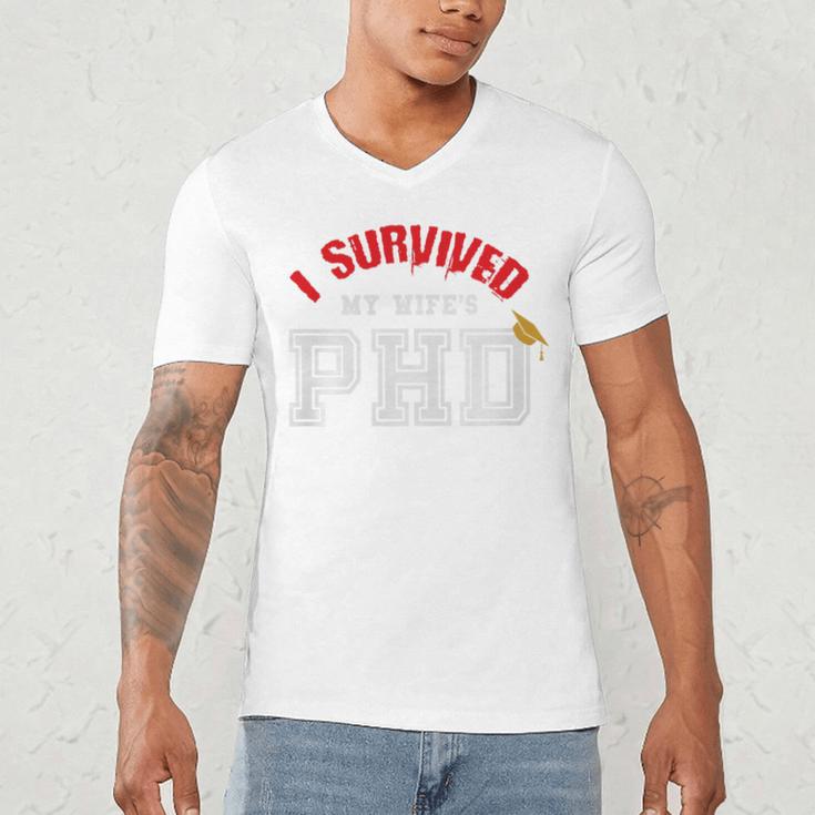 I Survived My Wife's PhD Graduation Slim Fit Shirt Men's V-Neck T-Shirt