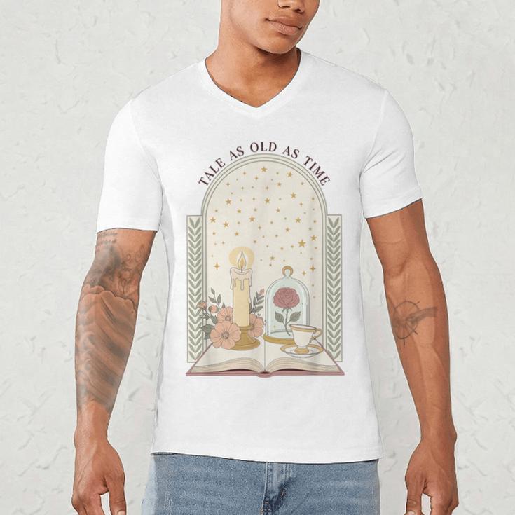 Tale As Old As Time Rose Candle And Book Men's V-Neck T-Shirt