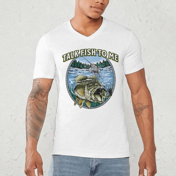 Talk Fish To Me Introvert Fishing Antisocial Fisherman Raglan Baseball Tee Men's V-Neck T-Shirt Talk Fish To Me Introvert Fishing Antisocial Fisherman Raglan Baseball Tee Men's V-Neck T-Shirt