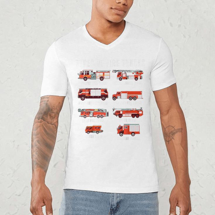 Toddler Boy Types Of FireTruck Firefighter Baby Dad Fireman Men's V-Neck T-Shirt