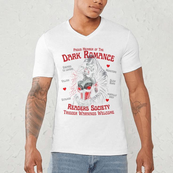Trigger Warning Book Lover Dark Romance Smut Reader Men's V-Neck T-Shirt Trigger Warning Book Lover Dark Romance Smut Reader Men's V-Neck T-Shirt
