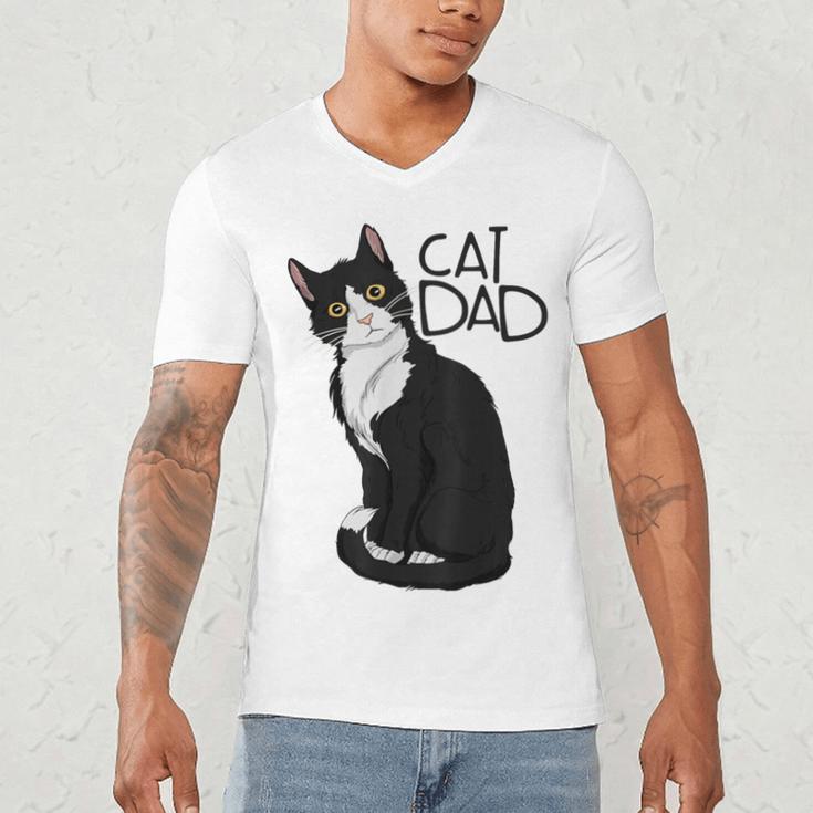 Tuxedo Cat Dad Cat Dad Tuxedo Cat Dad Men's V-Neck T-Shirt
