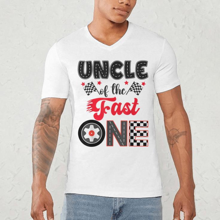 Uncle Of The Fast One Car Racing Dad 1St Birthday Boy Men's V-Neck T-Shirt