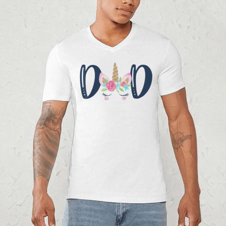 Unicorn Dad Birthday Shirt Matching Family Party Tee T-Shirt Men's V-Neck T-Shirt