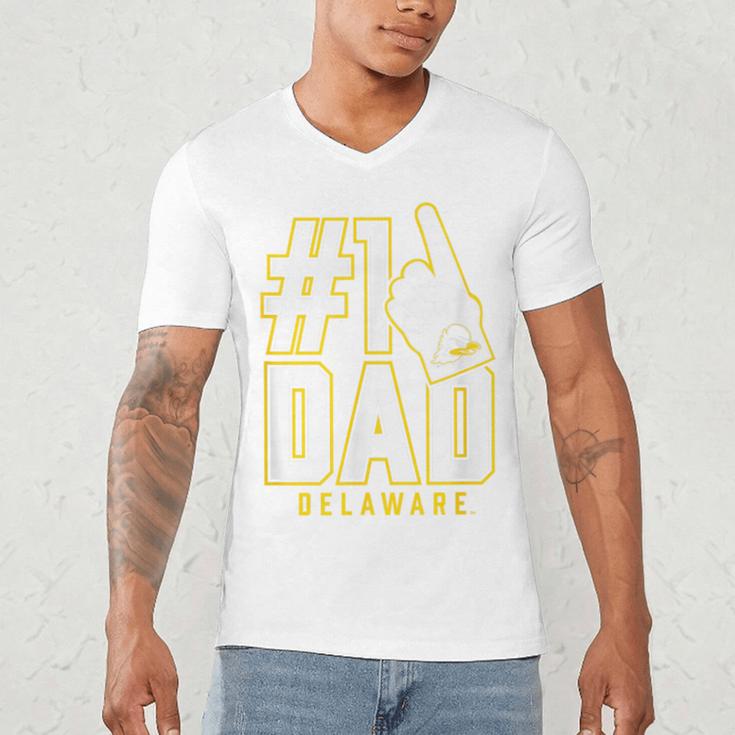 University Of Delaware Blue Hens 1 Dad Men's V-Neck T-Shirt University Of Delaware Blue Hens 1 Dad Men's V-Neck T-Shirt