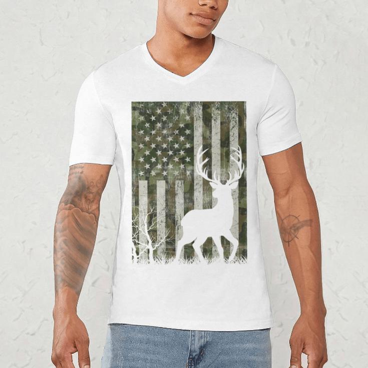 US Flag Deer Elk Buck Camoflage Hunting Hunter Dad Grandpa Men's V-Neck T-Shirt US Flag Deer Elk Buck Camoflage Hunting Hunter Dad Grandpa Men's V-Neck T-Shirt