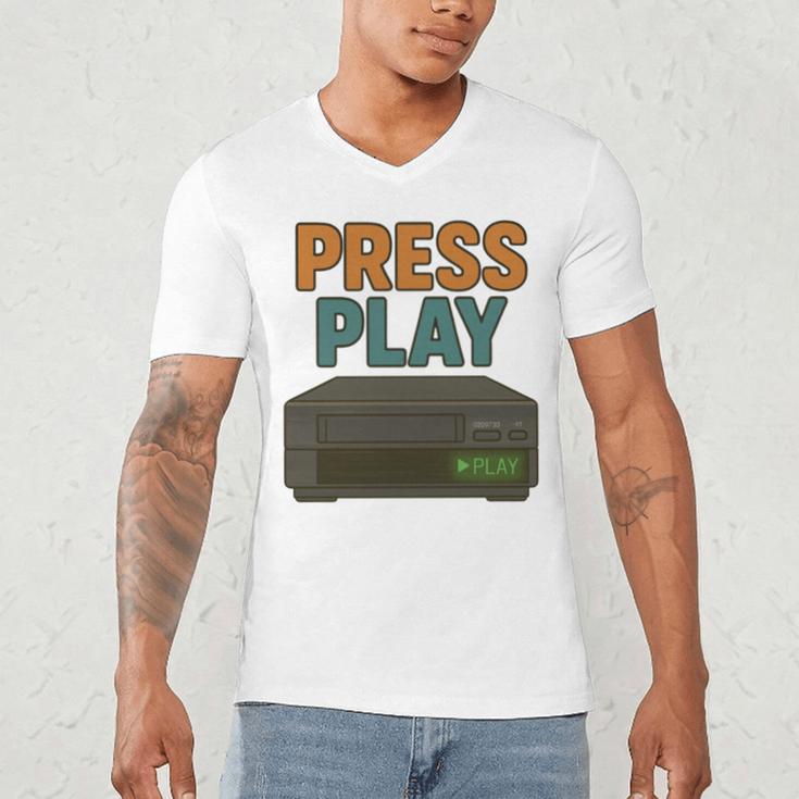 VHS Cassette Retro Analog Nostalgia Theme Men's V-Neck T-Shirt VHS Cassette Retro Analog Nostalgia Theme Men's V-Neck T-Shirt