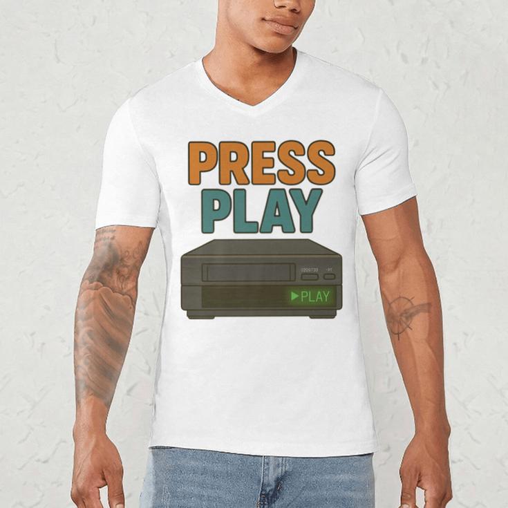 VHS Cassette Retro Analog Nostalgia Theme Premium Men's V-Neck T-Shirt VHS Cassette Retro Analog Nostalgia Theme Premium Men's V-Neck T-Shirt