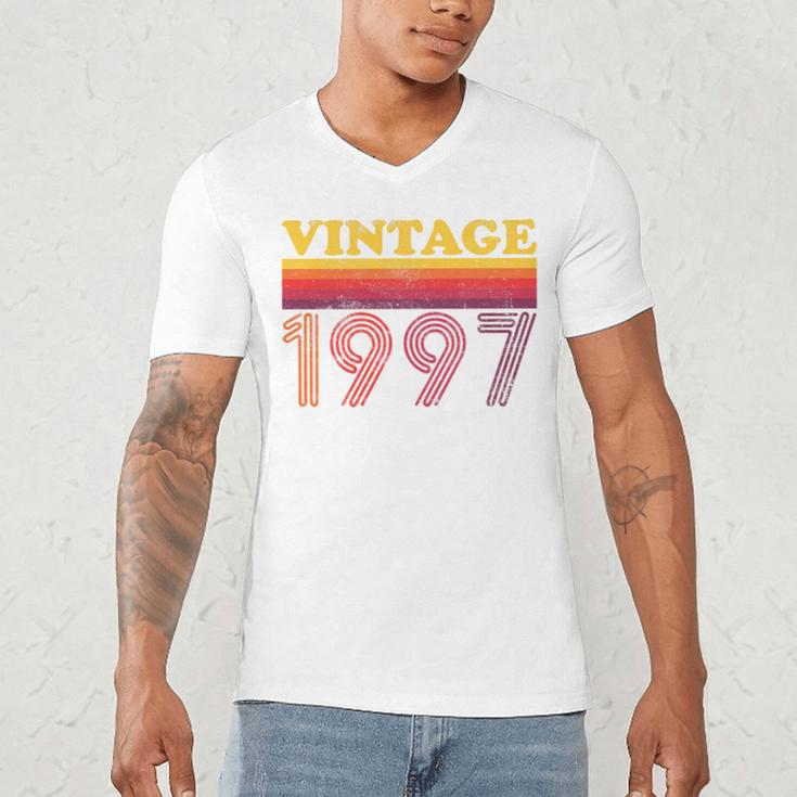 Vintage 1997 Retro Style 90's Born Nostalgia Vibes Birthday Premium Tri-Blend Men's V-Neck T-Shirt
