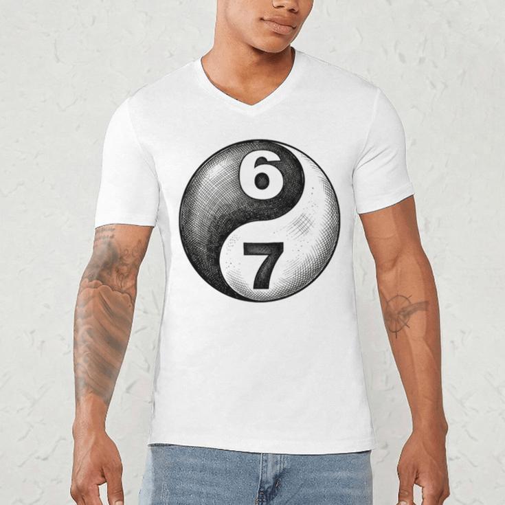 Vintage 6 7 Sketch Yin Yang Namaste Six Seven Nostalgia Men's V-Neck T-Shirt Vintage 6 7 Sketch Yin Yang Namaste Six Seven Nostalgia Men's V-Neck T-Shirt