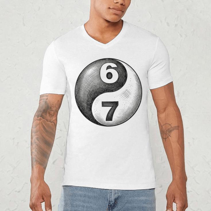 Vintage 6 7 Sketch Yin Yang Namaste Six Seven Nostalgia Men's V-Neck T-Shirt