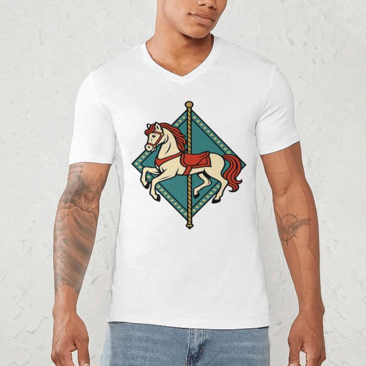 Vintage Carousel Horse Merry Go Round Nostalgia Art Premium Men's V-Neck T-Shirt Vintage Carousel Horse Merry Go Round Nostalgia Art Premium Men's V-Neck T-Shirt