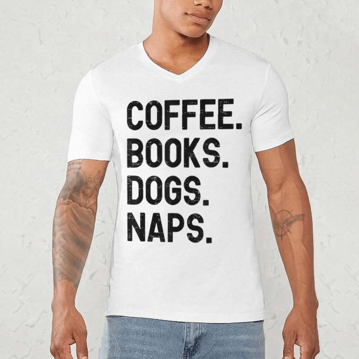 Vintage Coffee Books Dogs Naps Retro Men's V-Neck T-Shirt Vintage Coffee Books Dogs Naps Retro Men's V-Neck T-Shirt