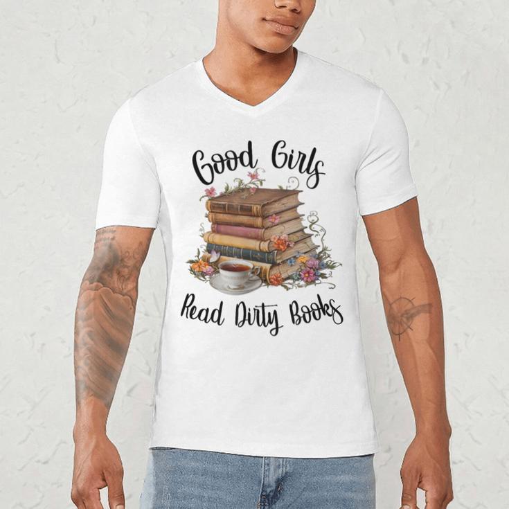 Vintage Fantasy Romance Lover Good Girls Read Dirty Books Men's V-Neck T-Shirt