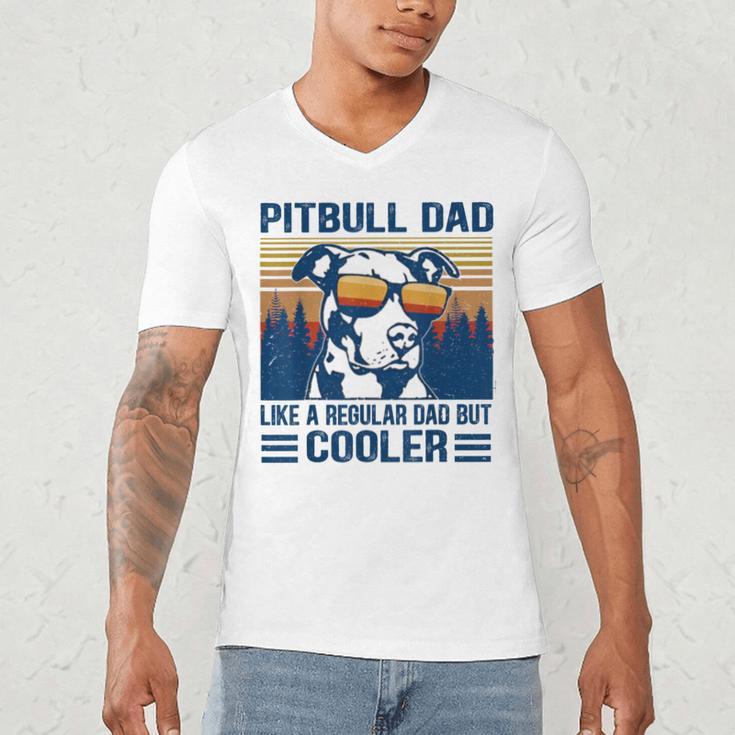 Vintage Pitbull Dad Like A Regular Dad But Cooler Men's V-Neck T-Shirt